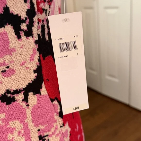 London Style Collection Sweater Dress in Black, Red & Pink SO CUTE - M NWT - Picture 2 of 8